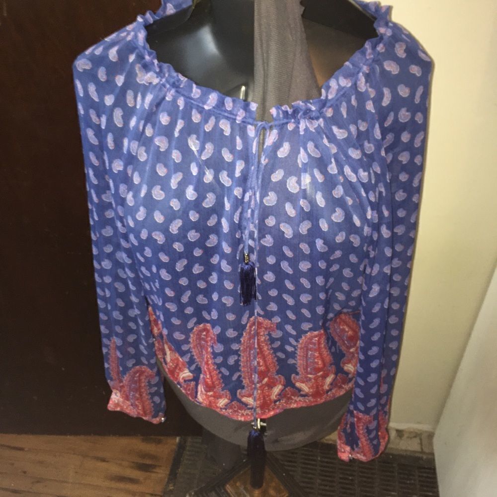 Victoria’s Secret S semi sheer boho peasant blouse
